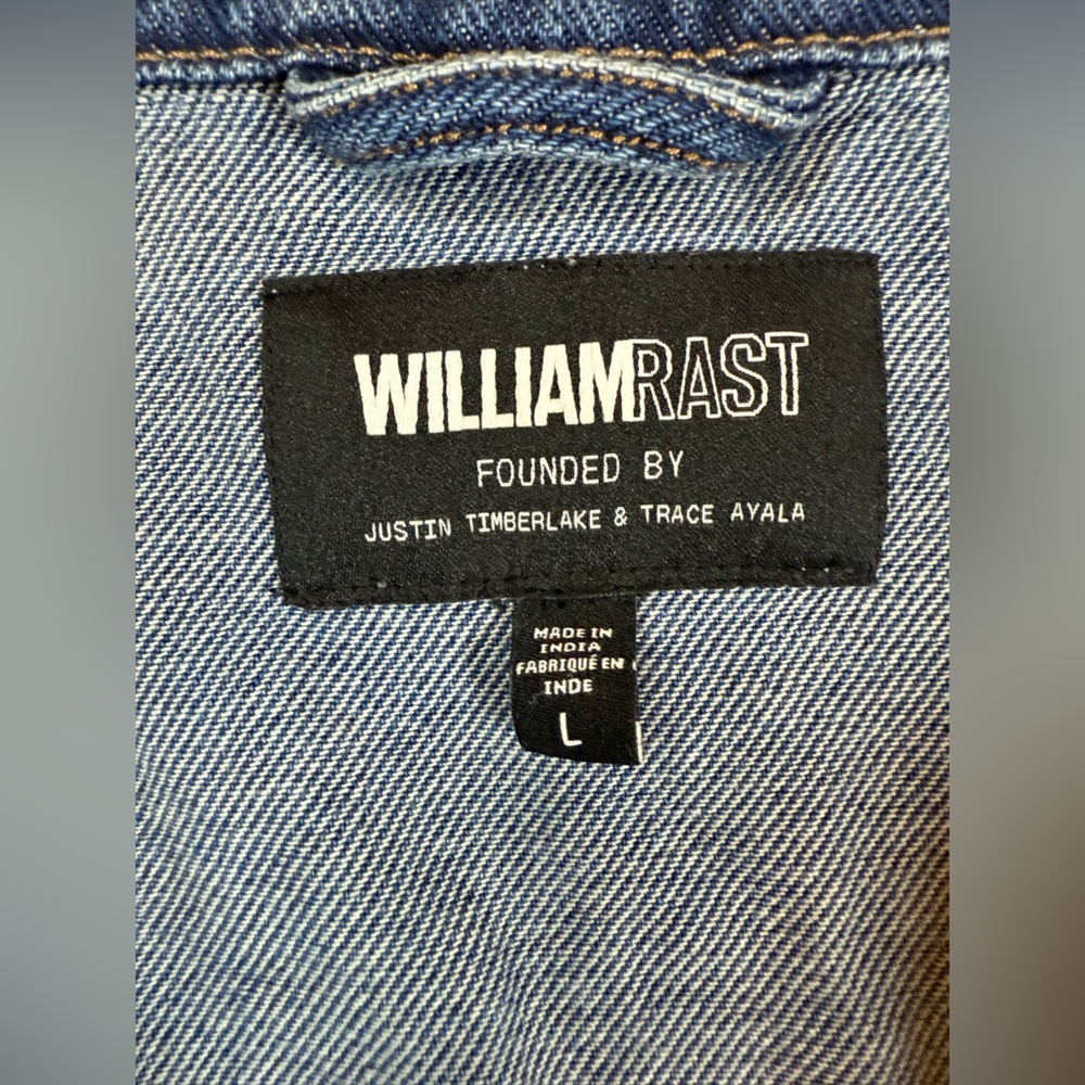WILLIAM RAST Frayed Denim Trucker Jacket size women’s large (bin T) - Picture 8 of 11